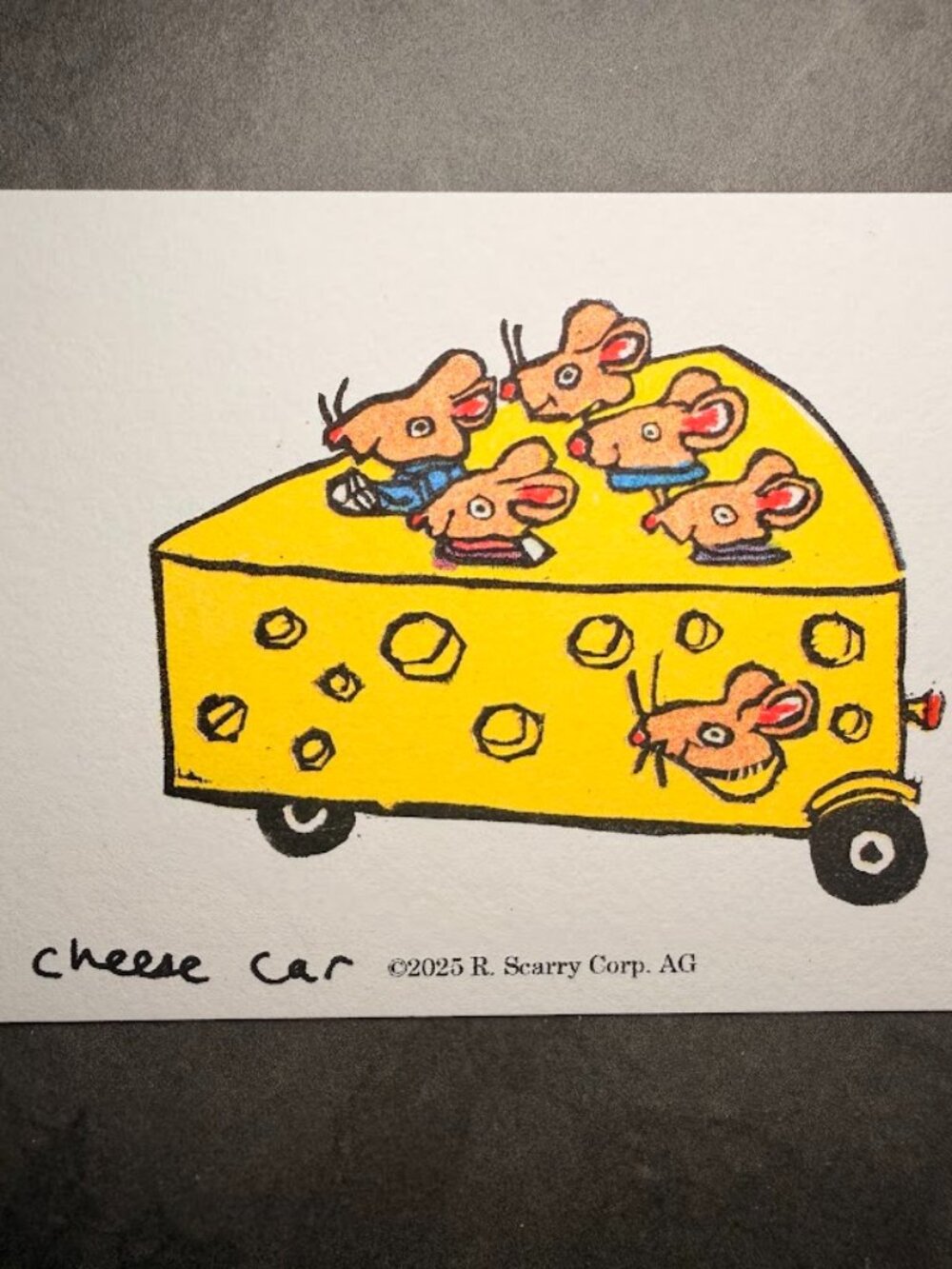 Ana Inciardi x Richard Scarry Cheese Car Mini Art Print